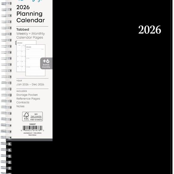 2026 Weekly and Monthly Planner Calendar, Includes January 2026 - December 2026, - Picture 1 of 9